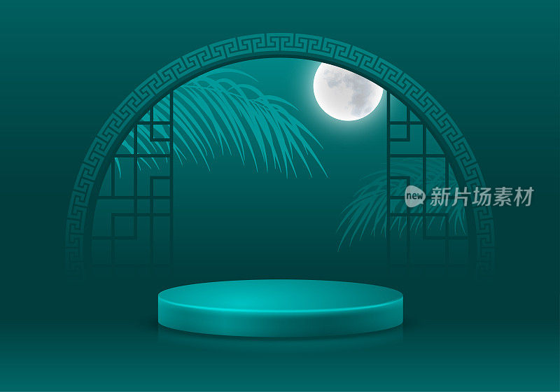 Asian Style Background Template With Podium For Products Display